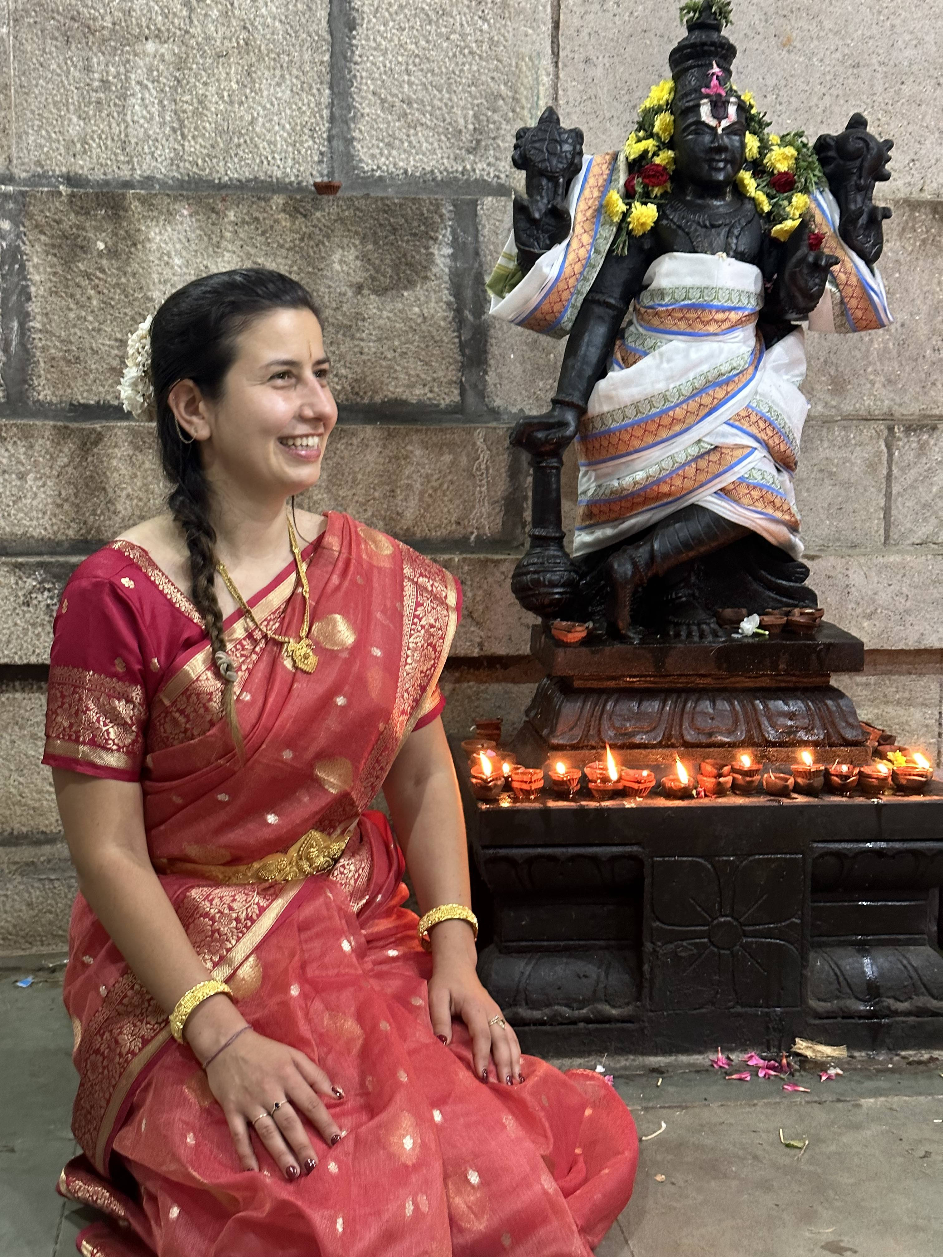 Stela, holistic yoga guide and co-founder of Stella Bella, in traditional Indian setting